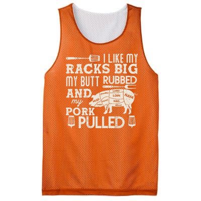 Funny I Like My Racks Big Butt Rubbed And Pork Pulled Meat Cut Lines Mesh Reversible Basketball Jersey Tank