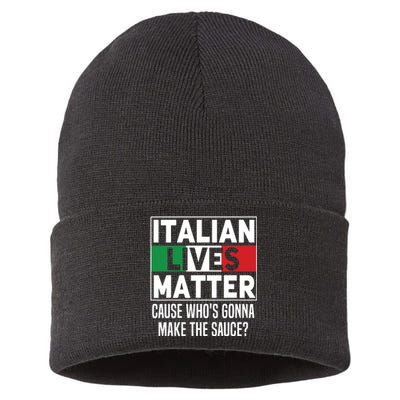 Funny Italian Lives Matter Cook Novelty Gift Italy Flag Sustainable Knit Beanie