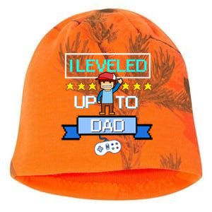 Funny I Leveled Up To Dad Retro Daddy Gamer Pixel Video Game Cool Gift Kati - Camo Knit Beanie