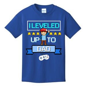 Funny I Leveled Up To Dad Retro Daddy Gamer Pixel Video Game Cool Gift Kids T-Shirt