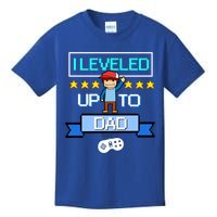 Funny I Leveled Up To Dad Retro Daddy Gamer Pixel Video Game Cool Gift Kids T-Shirt