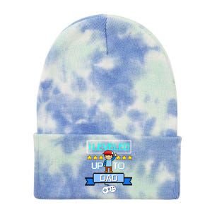 Funny I Leveled Up To Dad Retro Daddy Gamer Pixel Video Game Cool Gift Tie Dye 12in Knit Beanie