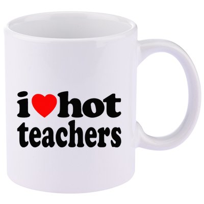 Funny I Love Hot Teachers Vintage I Heart Hot Teacher Retro 11oz C Handle Ceramic Mug