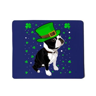 Funny Irish Leprechaun Hat Boston Terrier St. Patrick's Day Mousepad