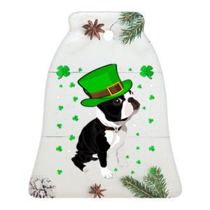 Funny Irish Leprechaun Hat Boston Terrier St. Patrick's Day Ceramic Bell Ornament