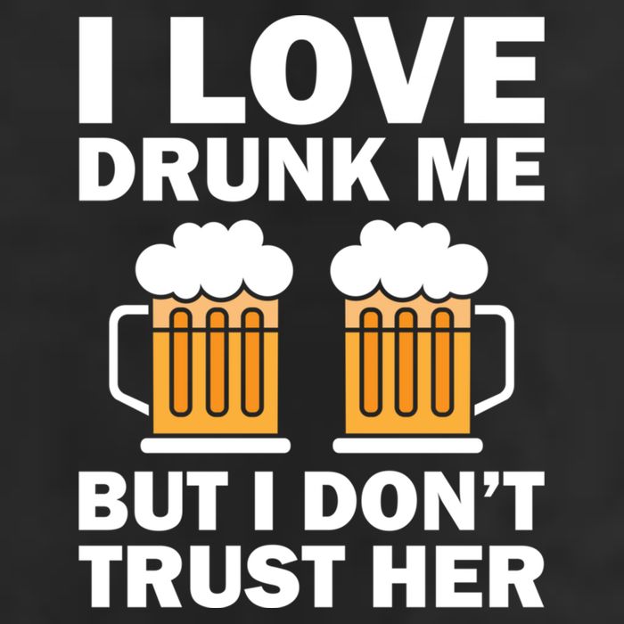 Funny I Love Drunk Me But I Dont Trust Her Gift 7 Panel Mesh Trucker Snapback Hat