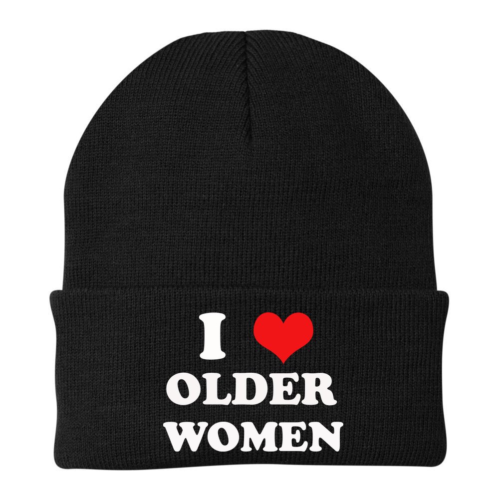 Funny I Love Older Women Heart Hot Moms Beanie