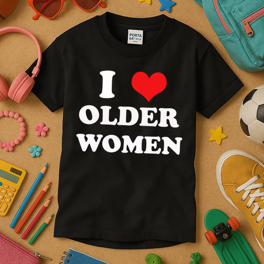 Funny I Love Older Women Heart Hot Moms Kids T-Shirt