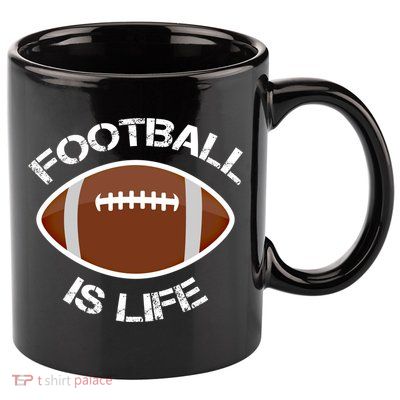 Football Is Life Player Athlete Quarterback Sport Fan Sunday Gift 11oz C Handle Ceramic Mug