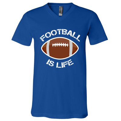 Football Is Life Player Athlete Quarterback Sport Fan Sunday Gift V-Neck T-Shirt