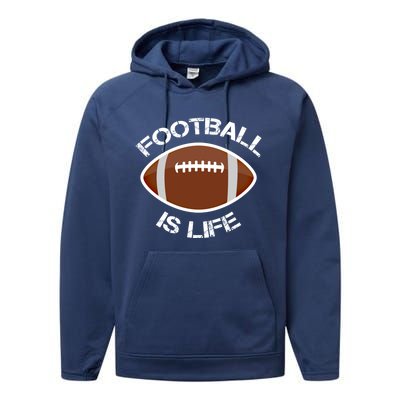 Football Is Life Player Athlete Quarterback Sport Fan Sunday Gift Performance Fleece Hoodie