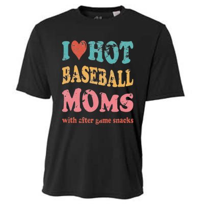 Funny I Love Hot Baseball Moms With After Game Snacks Cooling Performance Crew T-Shirt