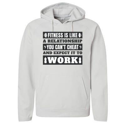 Fitness Is Like A Relationship You Can't Cheat Motivational Performance Fleece Hoodie