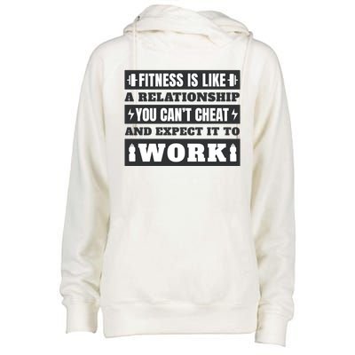 Fitness Is Like A Relationship You Can't Cheat Motivational Womens Funnel Neck Pullover Hood