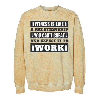 Fitness Is Like A Relationship You Can't Cheat Motivational Colorblast Crewneck Sweatshirt