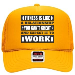 Fitness Is Like A Relationship You Can't Cheat Motivational High Crown Mesh Back Trucker Hat