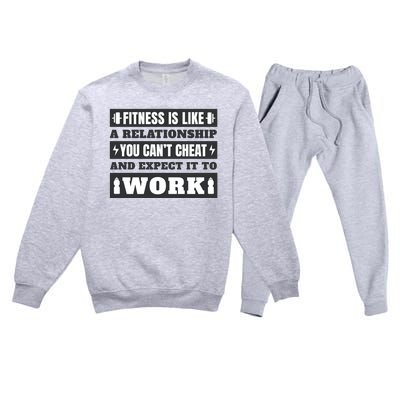 Fitness Is Like A Relationship You Can't Cheat Motivational Premium Crewneck Sweatsuit Set