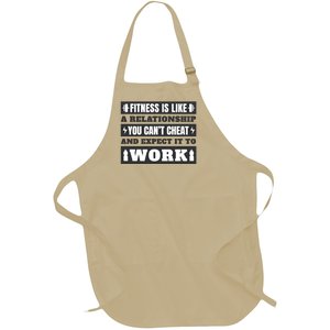 Fitness Is Like A Relationship You Can't Cheat Motivational Full-Length Apron With Pockets