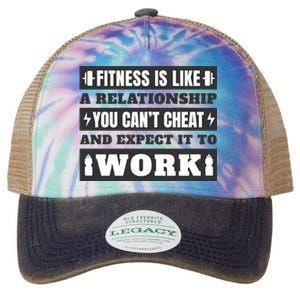 Fitness Is Like A Relationship You Can't Cheat Motivational Legacy Tie Dye Trucker Hat