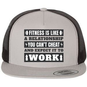 Fitness Is Like A Relationship You Can't Cheat Motivational Flat Bill Trucker Hat