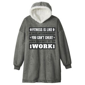 Fitness Is Like A Relationship You Can't Cheat Motivational Hooded Wearable Blanket