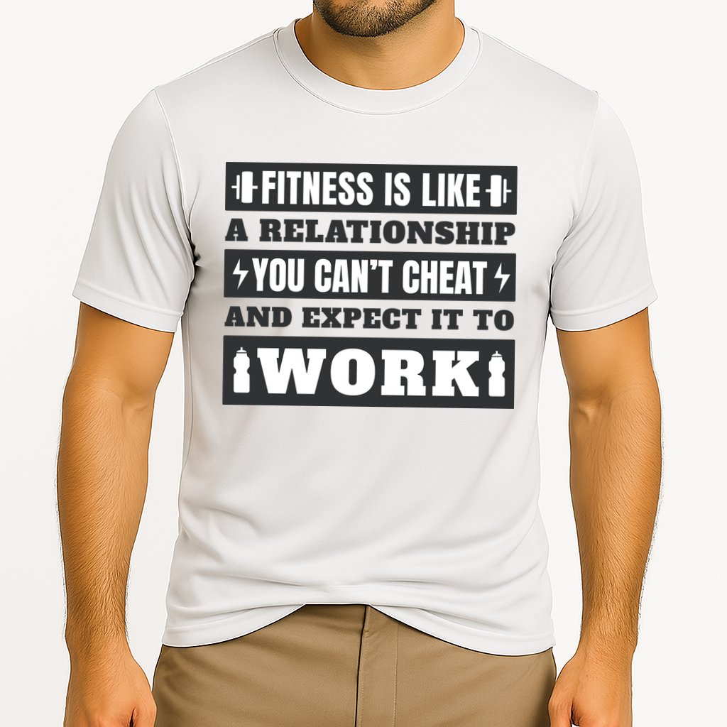 Fitness Is Like A Relationship You Can't Cheat Motivational Cooling Performance Crew T-Shirt