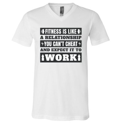 Fitness Is Like A Relationship You Can't Cheat Motivational V-Neck T-Shirt