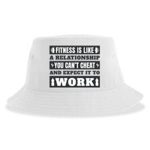 Fitness Is Like A Relationship You Can't Cheat Motivational Sustainable Bucket Hat