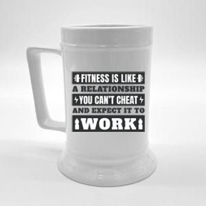 Fitness Is Like A Relationship You Can't Cheat Motivational Beer Stein