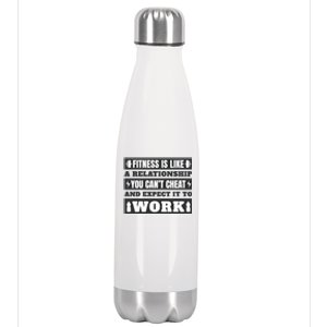 Fitness Is Like A Relationship You Can't Cheat Motivational Stainless Steel Insulated Water Bottle