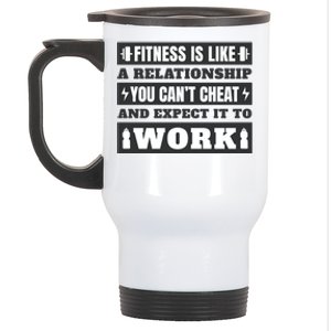 Fitness Is Like A Relationship You Can't Cheat Motivational Stainless Steel Travel Mug