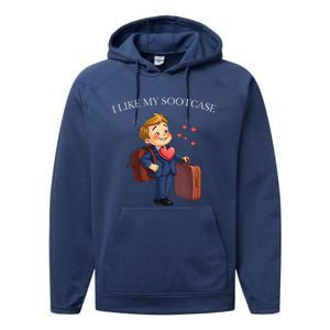 Funny I Like My Suitcase Trump Meme Performance Fleece Hoodie