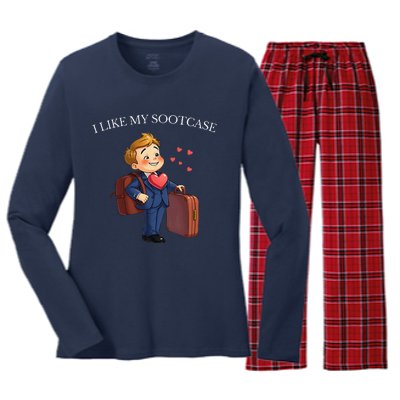 Funny I Like My Suitcase Trump Meme Women's Long Sleeve Flannel Pajama Set 