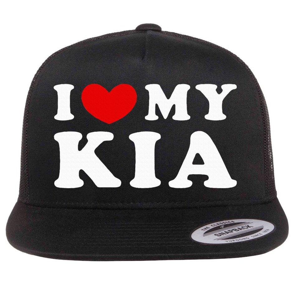 Funny I Love My Kia I Heart My Kia Flat Bill Trucker Hat
