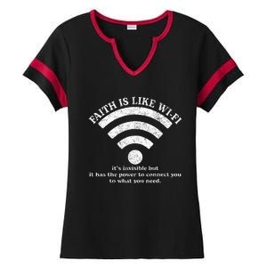 Faith Is Like Wifi God Jesus Religious Christian Ladies Halftime Notch Neck Tee