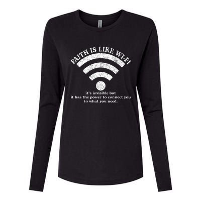 Faith Is Like Wifi God Jesus Religious Christian Womens Cotton Relaxed Long Sleeve T-Shirt