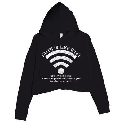 Faith Is Like Wifi God Jesus Religious Christian Crop Fleece Hoodie