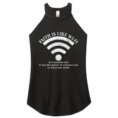 Faith Is Like Wifi God Jesus Religious Christian Women's Perfect Tri Rocker Tank