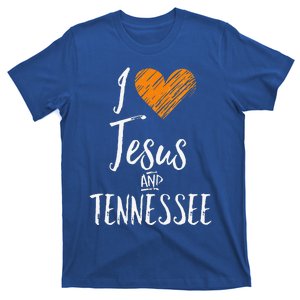 Funny I Love Jesus And Tennessee Orange Heart Cute Fan Gift T-Shirt