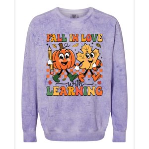 Fall In Love With Learning Thanksgiving Teacher Student Colorblast Crewneck Sweatshirt