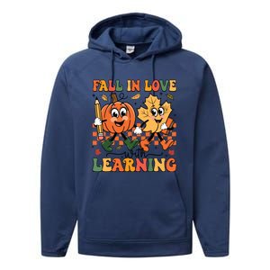 Fall In Love With Learning Thanksgiving Teacher Student Performance Fleece Hoodie