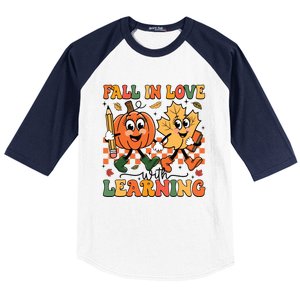 Fall In Love With Learning Thanksgiving Teacher Student Baseball Sleeve Shirt