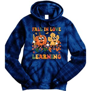 Fall In Love With Learning Thanksgiving Teacher Student Tie Dye Hoodie