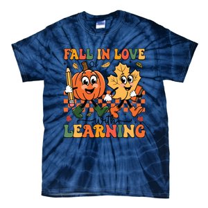 Fall In Love With Learning Thanksgiving Teacher Student Tie-Dye T-Shirt