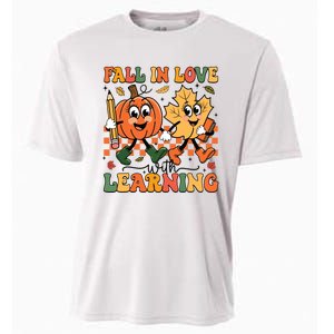 Fall In Love With Learning Thanksgiving Teacher Student Cooling Performance Crew T-Shirt