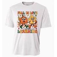 Fall In Love With Learning Thanksgiving Teacher Student Cooling Performance Crew T-Shirt