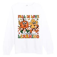 Fall In Love With Learning Thanksgiving Teacher Student Premium Crewneck Sweatshirt