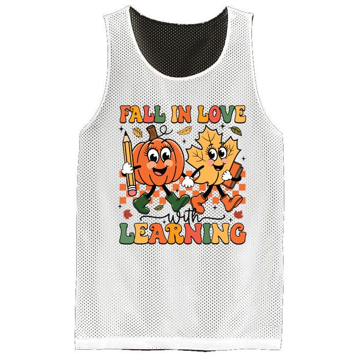 Fall In Love With Learning Thanksgiving Teacher Student Mesh Reversible Basketball Jersey Tank