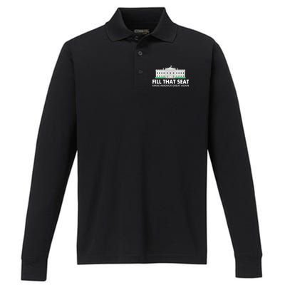 Fill That Seat Make America Great Again Performance Long Sleeve Polo