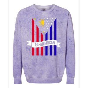 FillAmerican Filipino Philippines USA Flag Colorblast Crewneck Sweatshirt